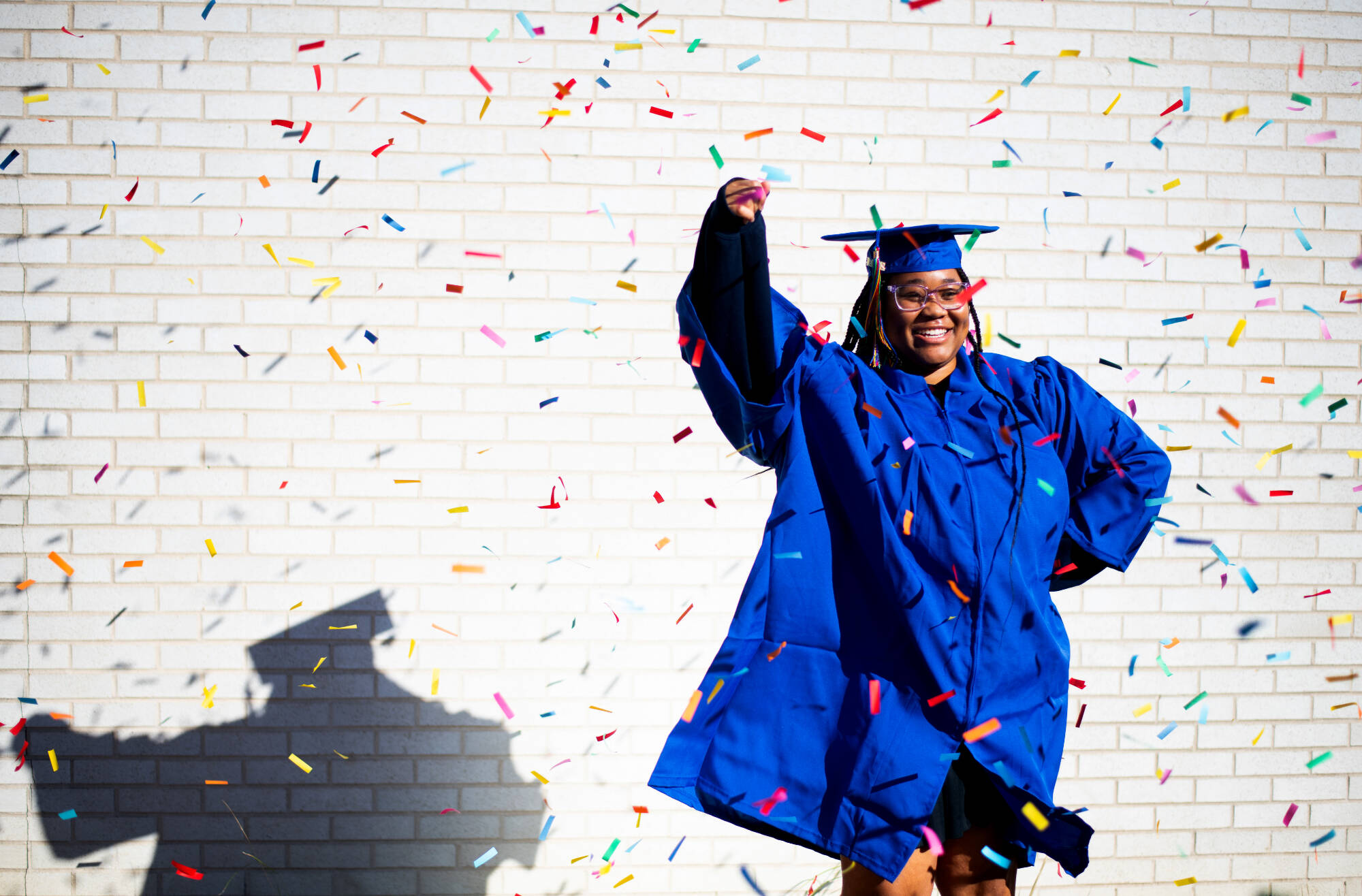 Student celebrating graduation.
